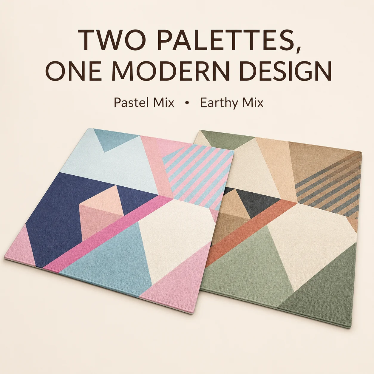 Modern Geometric Area Rug – Pastel & Earthy Colours